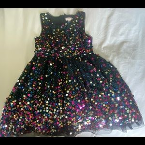 Cat&Jack Black Multi Color Sequin Dress Size Small 6/6x